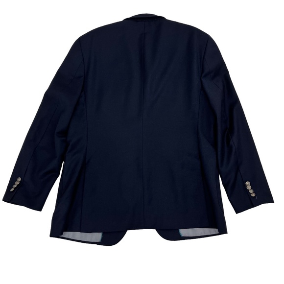 Tasso Elba Mens 42R Single Breasted Blazer Navy Blue Wool Notch Lapel Two-Button - Picture 12 of 16